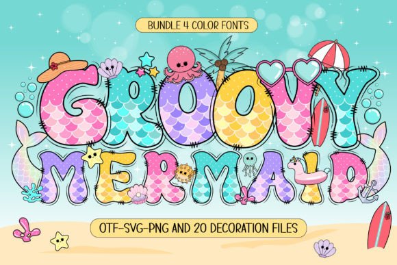 Groovy Mermaid: A Whimsical Color Font for Vibrant Designs